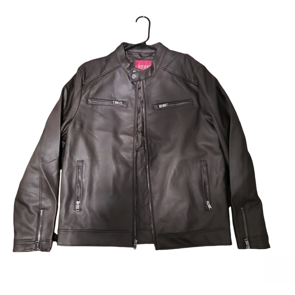 Guess Men's Brown and Burgundy Jacket